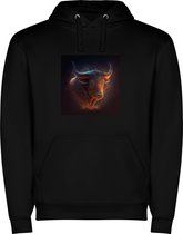 Zwarte unisex hoodie met “ Kleurrijke Sterrenbeeld Stier – Astrologie – Horoscoop – Zodiac Signs “ Print Full Color merk Roly maat L