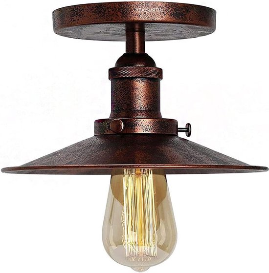 2 Set Vintage industriële plafondlamp Semi Flush Mount Plafond Light Zwart metalen kooi E27 Base, hanger plafondlamp voor hal, entree, veranda, woonkamer, keuken, boerderij verlichting (geen lamp
