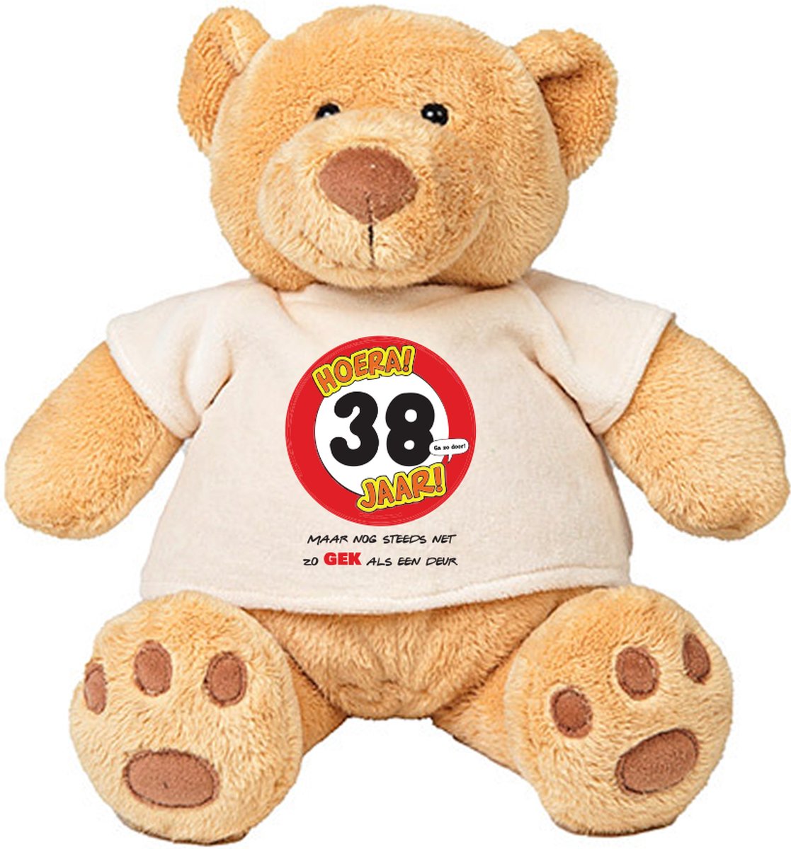 38 Jaar maar nog steeds zo gek als een deur Pluche Beer - Jarig - Verjaardag - 30e - knuffel