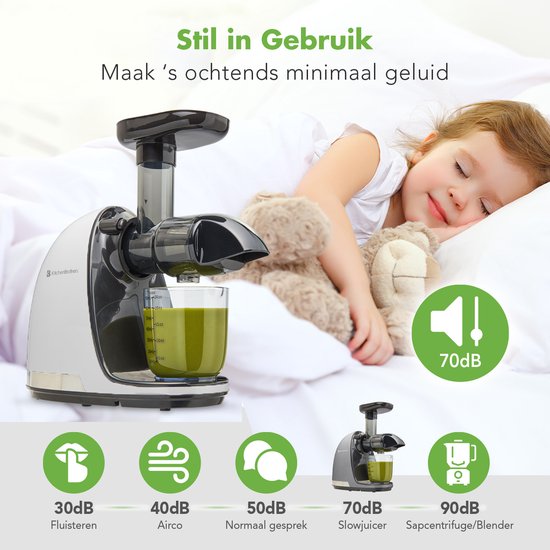 KitchenBrothers Slowjuicer - Juicer - Groenten en Fruitpers - 700ml - Met Pulpreservoir - Juice Maker - Parelwit van KitchenBrothers — afbeelding 5