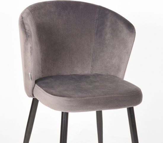 LABEL51 Chaise de salle à manger Wave - Grijs - Velours