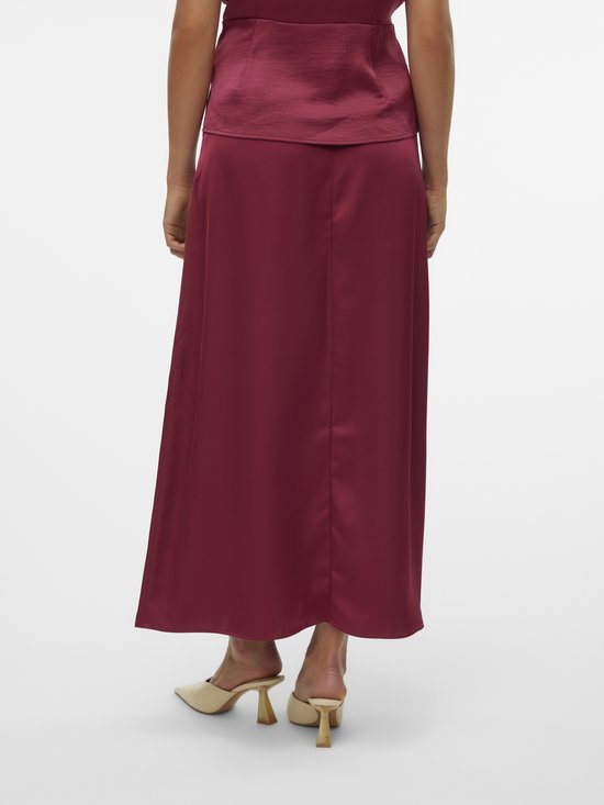 Vero Moda Vmopaula Mw Jupe Longue Rouge Plum BORDEAU M