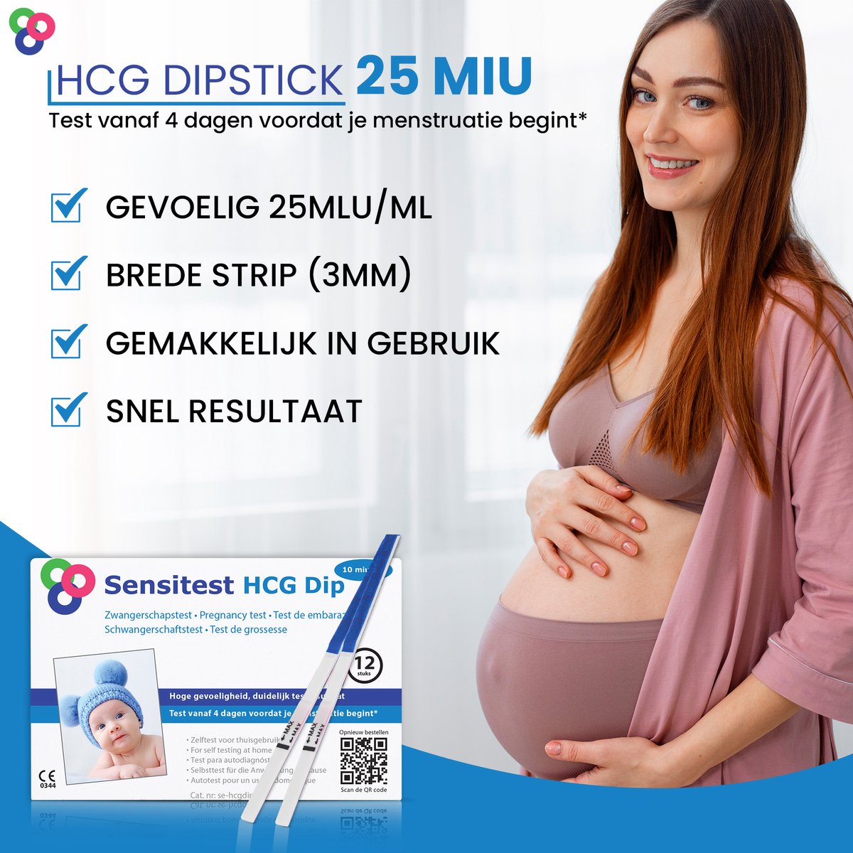 Sensitest Extra Vroege Zwangerschapstest Dipstick – 12 stuks – 10 mIU/ml – Test vanaf 6 dagen vóór menstruatie – Uitslag in 5 minuten – Inclusief handleiding & zwangerschapskalender – foto 6