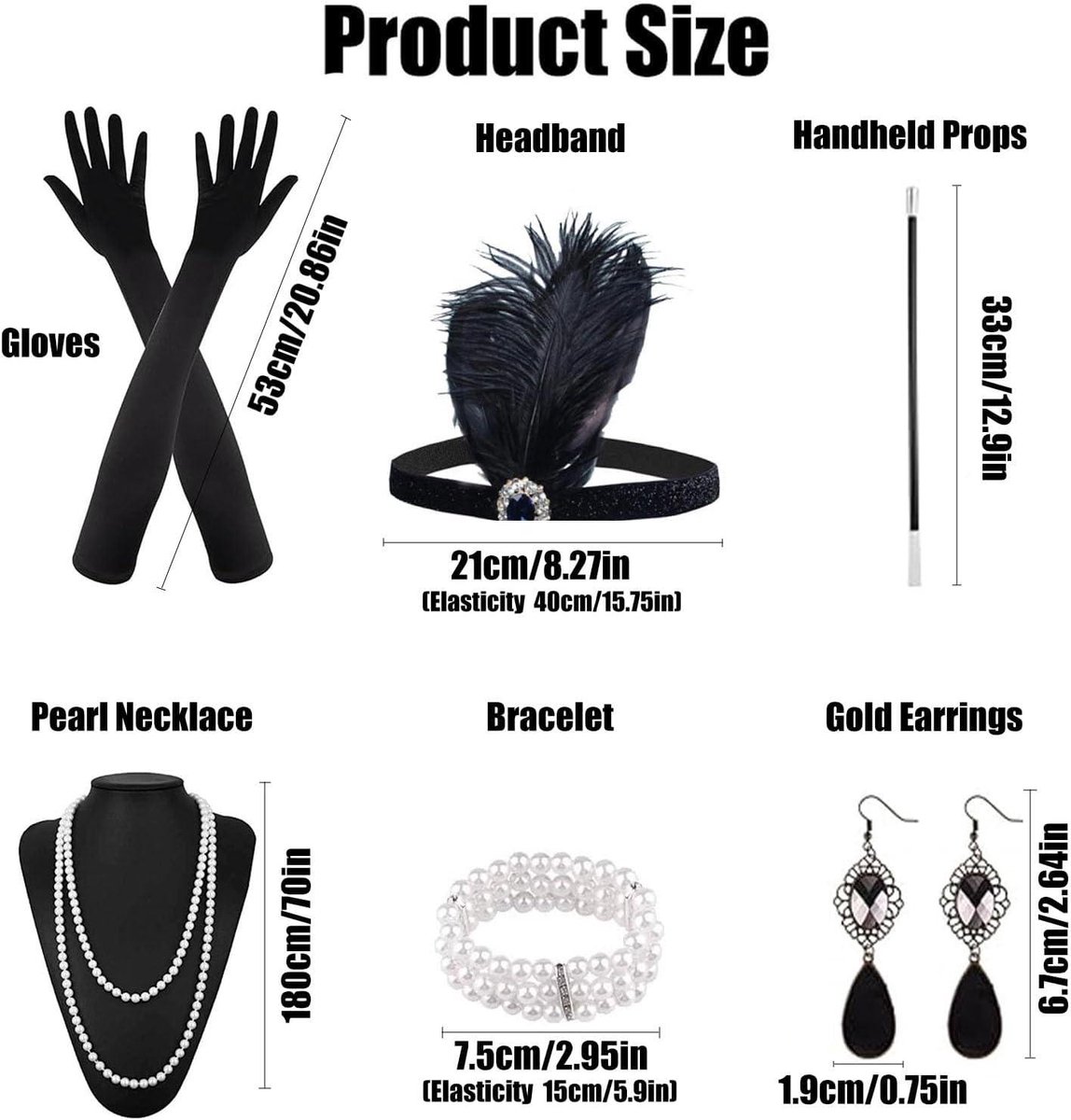 6-delige accessoireset voor de jaren 20, Great Gatsby