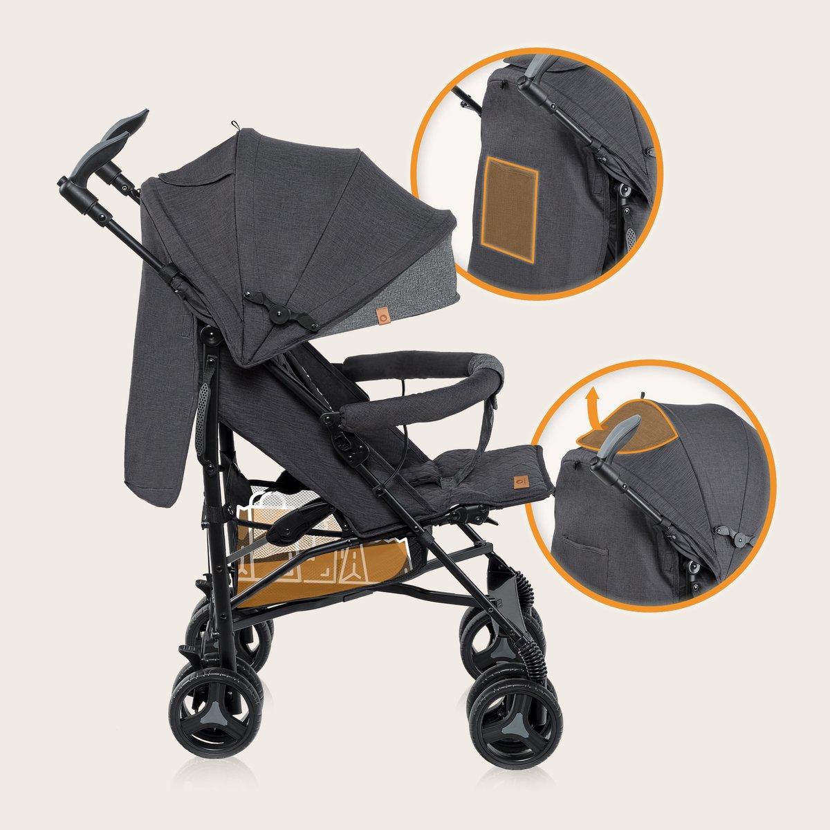 Lionelo Irma - Buggy - Wandelwagen - Duurzame en Lichte 7kg Kinderwagen - Geschikt voor Kinderen tot 15 kg - Geveerde wielen - 360° - van 6 maanden tot 5 jaar - Opbergmand - Verstelbare handgreep - Snel inklapsysteem - Compact formaat - Muskietennet – foto 3