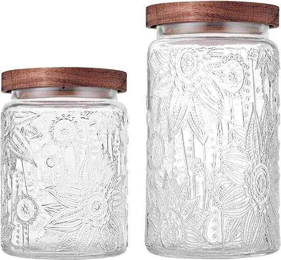 6 set glazen voorraadpotten met acacia luchtdichte deksel - 23 oz dikke glazen keukenbussen met 132 voorraadkasten - doorzichtige glazen voedselopslagcontainers met houten deksel voor thee, suiker 6 set glazen voorraadpotten met acacia luchtdichte deksel - 23 oz dikke glazen keukenbussen met 132 voorraadkasten - doorzichtige glazen voedselopslagcontainers met houten deksel voor thee, suiker