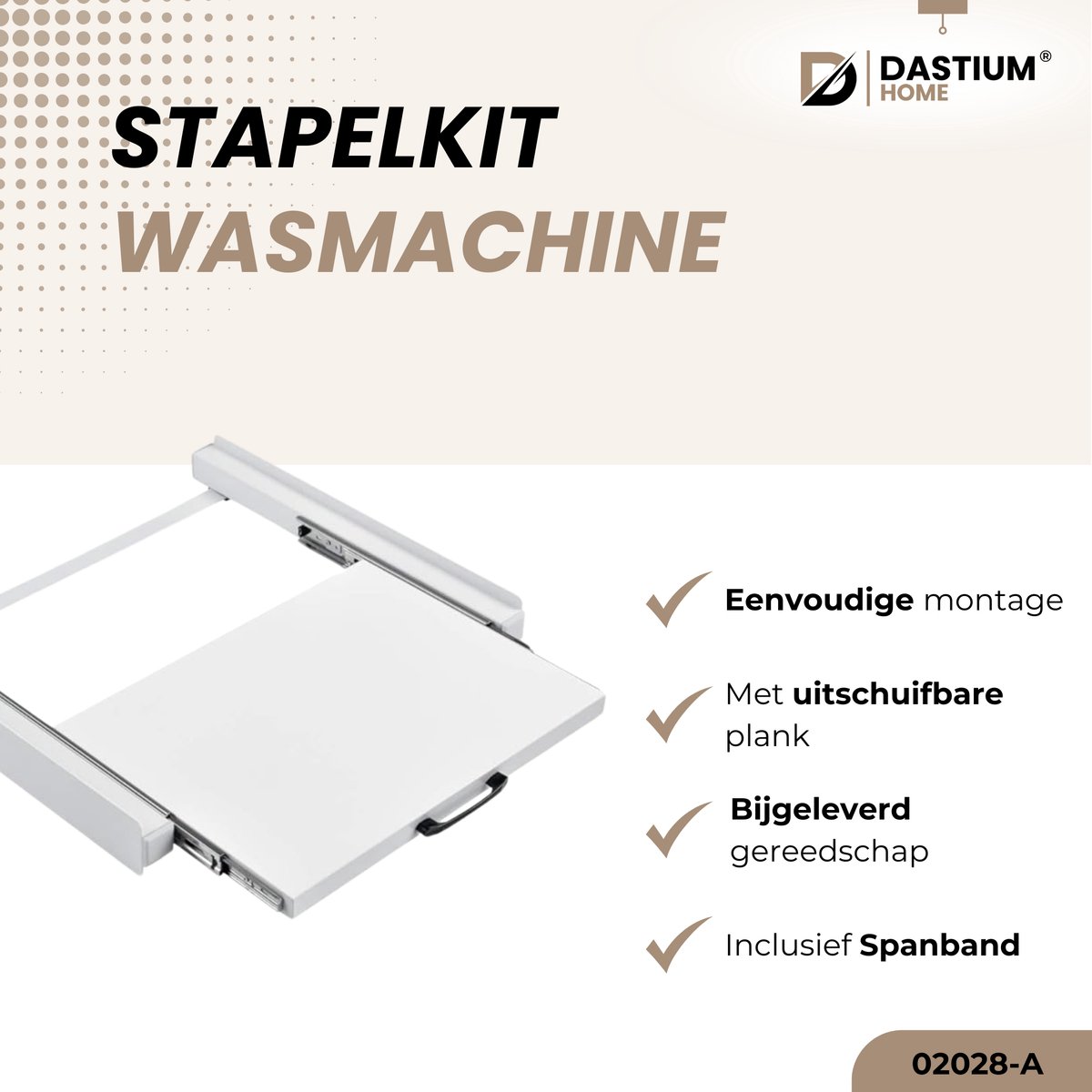 Dastium Home - Stapelkit Wasmachine en Droger - Stapelset Wasmachine en droger - Tussenstuk Wasmachine en Droger - Universeel — afbeelding 2