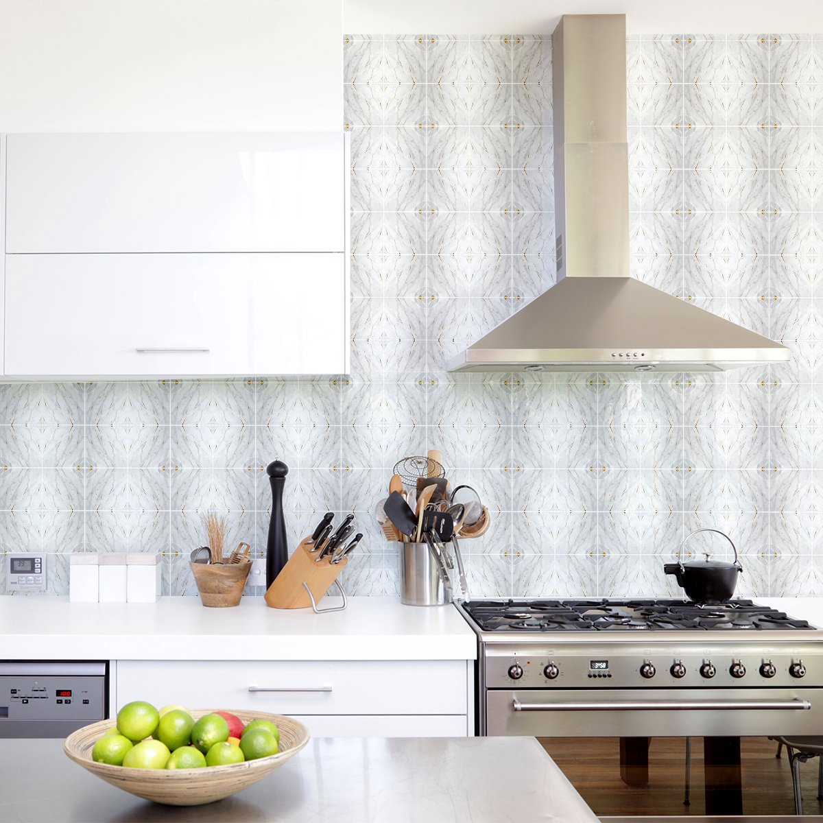 Ambiance Sticker Zelfklevende tegelmuurstickers voor keuken en badkamer - 60 elegante gouden marmerlook tegelstickers - 60 stickers 10x10cm Multi color