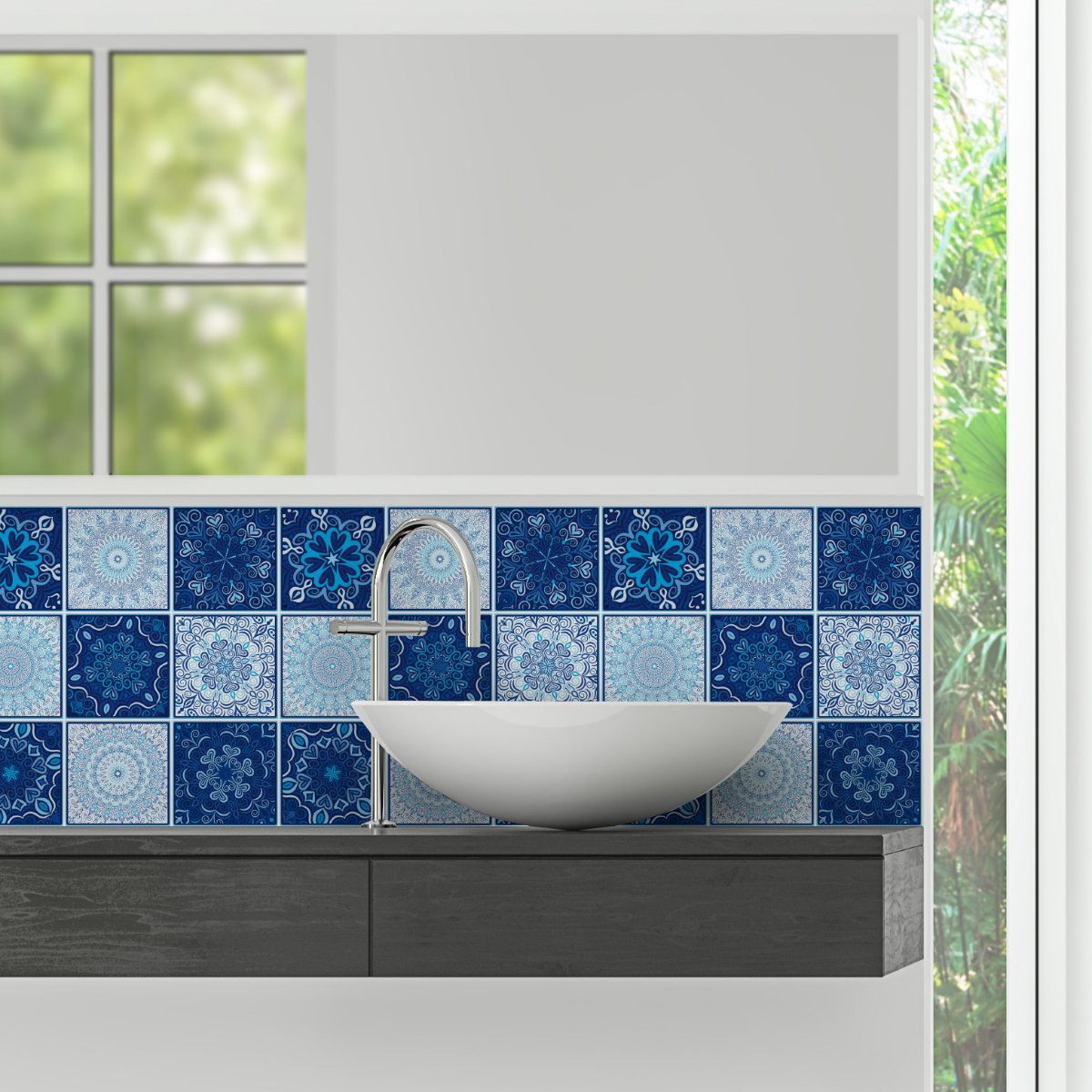 Ambiance Sticker Muurstickers - Zelfklevende tegelmuurstickers voor keuken en badkamer - 9 Boheemse tegelstickers van YUMTAX - 9 stickers 10x10cm Multi color