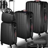 Bol.com tectake® 4-delige reiskoffer - kofferset met afneembare 360° wielen - robuuste koffer TSA-cijferslot - koffer groot en i... aanbieding