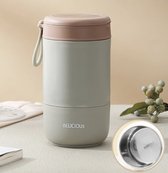 ZYLARO Yoghurtbeker - Yoghurt beker to go - 800ml - Lunchbeker - Lekvrij Isolatie Lunchpot met Lepel - RVS van voedingskwaliteit - Groen