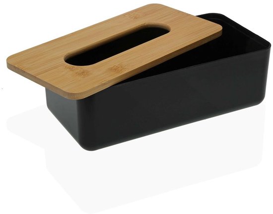 Boîte à Mouchoirs Versa En Bambou Polypropylène - Noir, 13,1x8,6x26,1 Cm - Déco Salle De Bain - 7