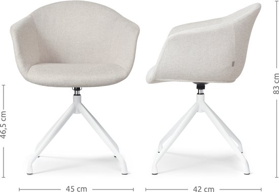 Nolon Nola Otis Eetkamerstoelen Set Van 2 Beige Draaibaar Met nolon-nola-otis-eetkamerstoelen-set-van-2-beige-draaibaar-met