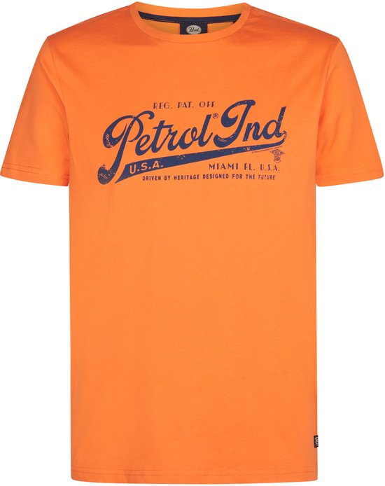 Petrol Industries - Heren Artwork T-shirt Naples - Oranje - Maat L