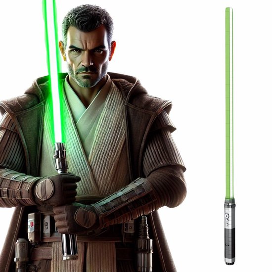 Reobrix - Lightsaber zwaard groen verlichting | Star wars outlaws cosplay accessoires | Classic creator STEM speelgoed | Technic bouwpakket compatibel met lego | Starwars Jedi black weapon modelbouw kinderen en volwassenen | 578 bloks