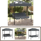 Bol.com vidaXL Schommelbank met luifel - Donkergrijs - 250 kg Schommelbank - Tuinset - Buitenschrijnwerk - Lounge Set - Tuinstoel aanbieding