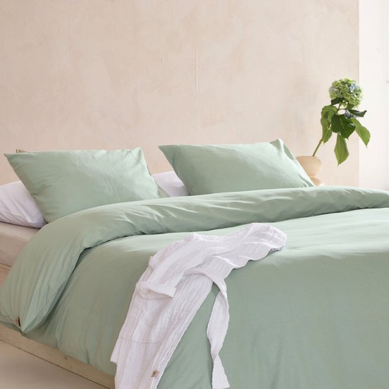 Walra Dekbedovertrek Remade Uni Essence - 200x220 - 100% katoen - Groen van Walra — afbeelding 3
