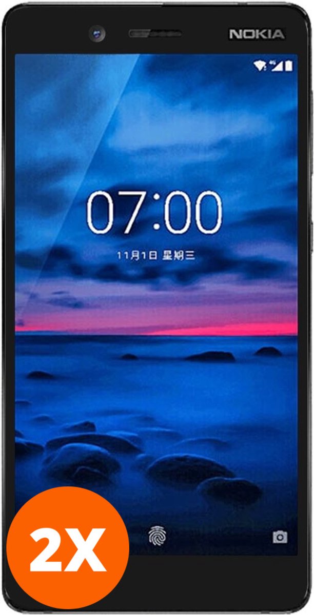 Mobigear Screenprotector geschikt voor Nokia 7 Glazen | Mobigear Premium Screenprotector - Case Friendly - Zwart (2-Pack)