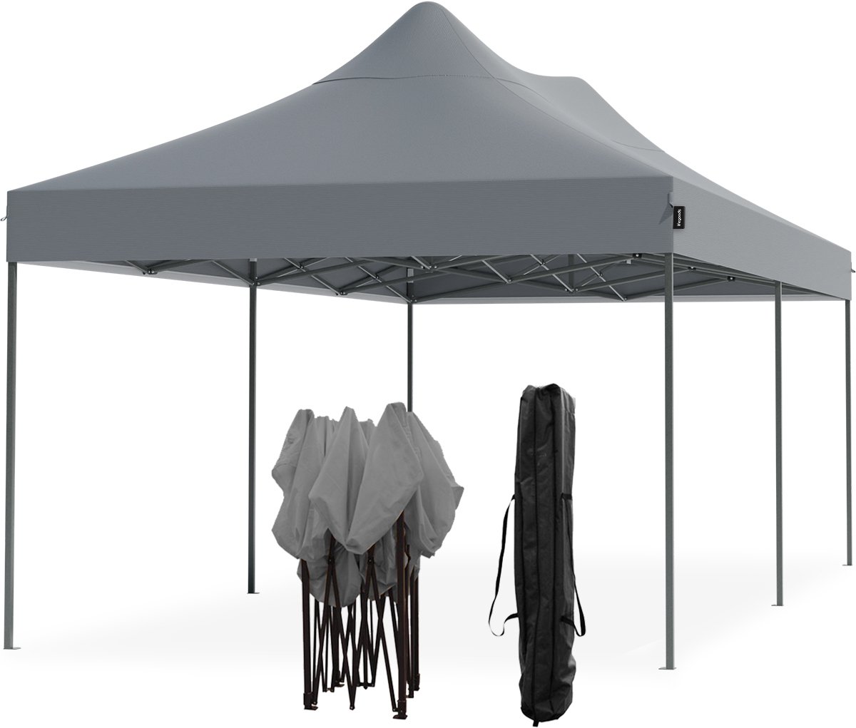 Bol.com LifeGoods Partytent - Opvouwbaar - 3x6 m - Easy Up - Paviljoen - Waterdicht - Draagtas met Wieltjes - Donkergrijs aanbieding
