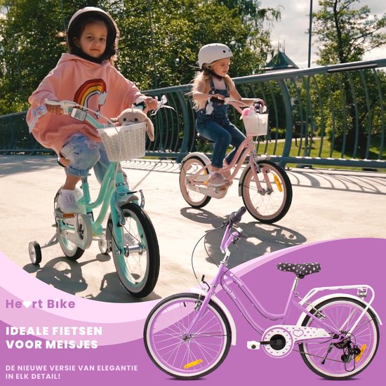 Heart Bike Fiets voor een meisje van 6 tot 10 jaar, 20 inch Paars, 6 versnellingen Shimano, kinderfiets in hoogte verstelbaar van Denver — afbeelding 2