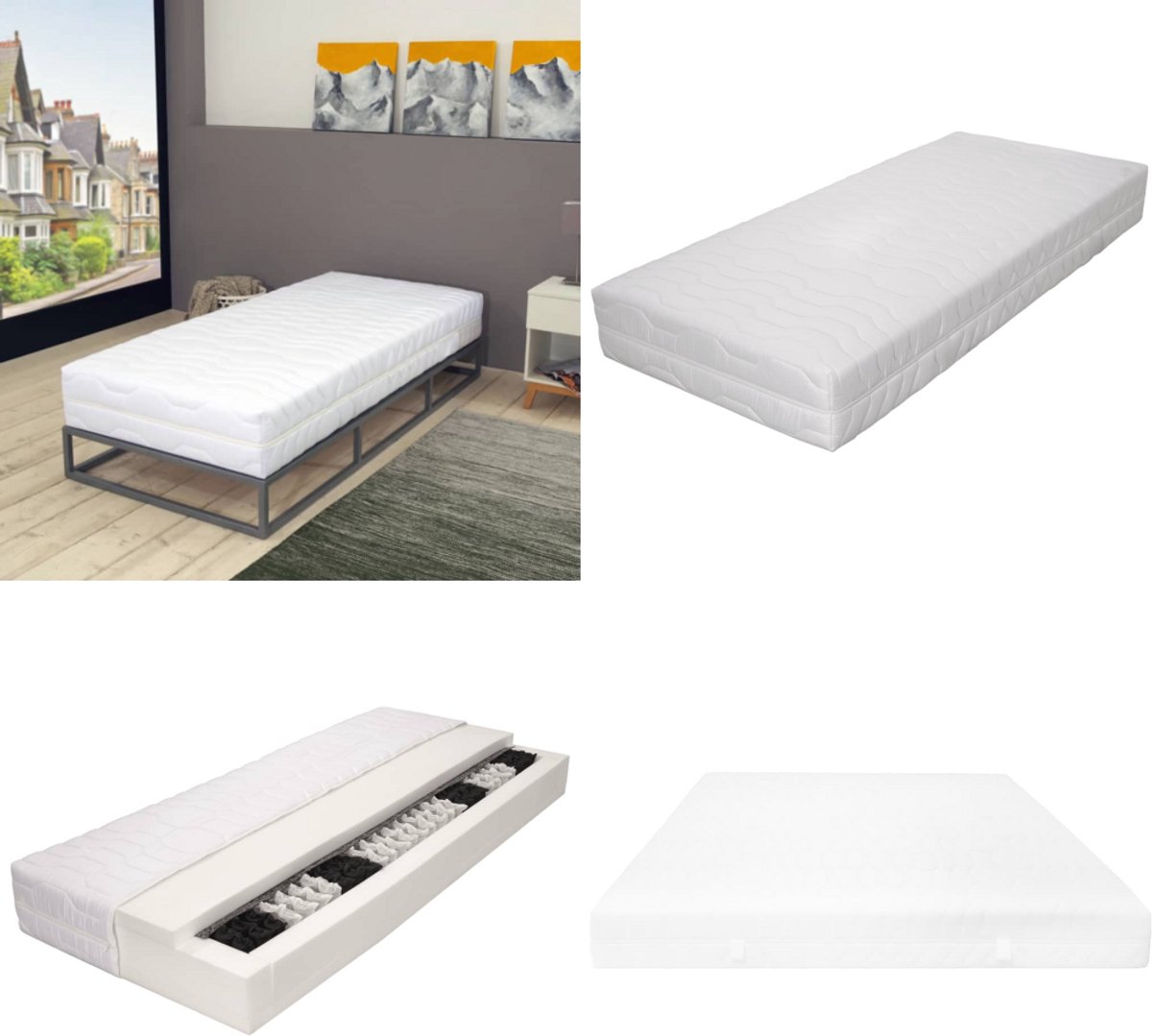 vidaXL Matras 7 Zone 20 cm pocketvering H3 140x200 cm - Matras - Matrassen - Bedmatras - Bedmatrasen