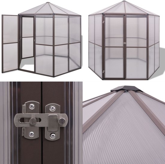 vidaXL Serre de jardin 240x211x232 Serre en aluminium - Maison de jardin - Serres - Serre en verre - Polycarbonate - Aluminium - Pépinière - Potagers - Serre - Serres - Serre en Verres - Serres en verre