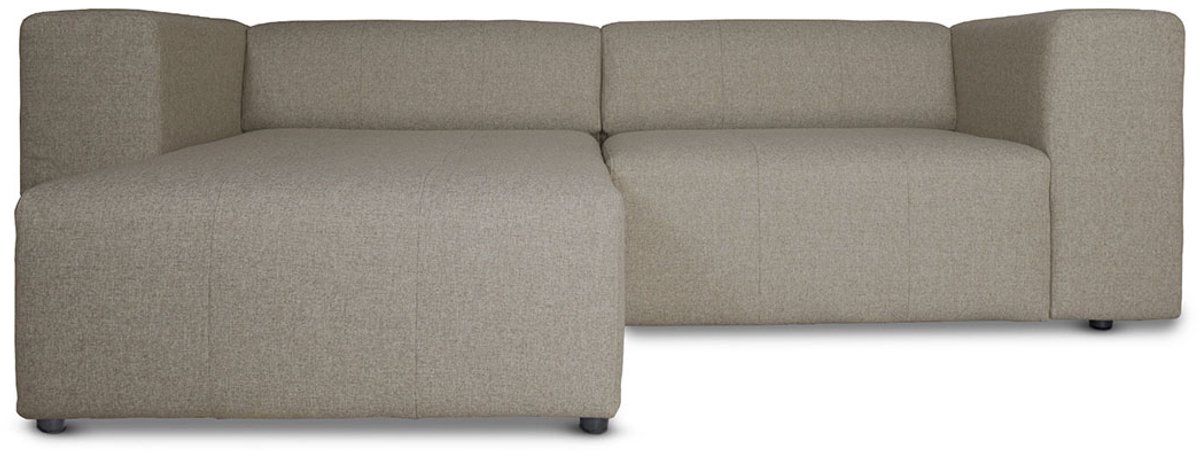 Heaven bank met chaise longue rechts of links gedraaid grijs zandkleurig.