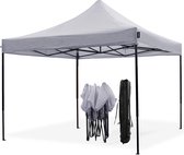 Bol.com LifeGoods Partytent - Opvouwbaar - 3x3 m - Easy Up - Paviljoen - Waterdicht - Draagtas met Wieltjes - Donkergrijs aanbieding