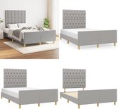vidaXL Cadre de lit avec tête de lit Tissu Gris clair 120x200 cm - Cadre de lit avec tête de lit - Encadrements de lit avec têtes de lit - Lit - Meubles de couchage
