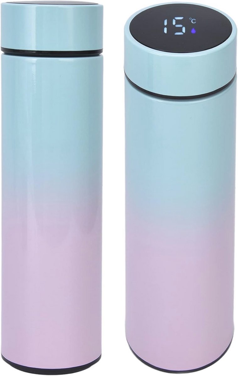 Slimme 500ml Waterfles met LED-display - Dubbelwandig en Lekvrij