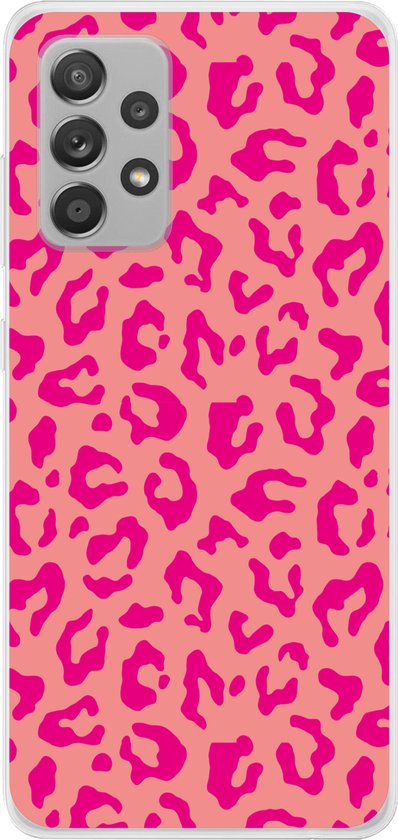 Telefoonhoesje Geschikt voor Samsung Galaxy A53 hoesje - Panterprint - Roze - Dierenprint - Minimalistisch - Siliconen Telefoonhoesje Telefoonhoesje