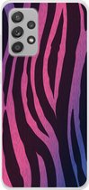 Telefoonhoesje Geschikt voor Samsung Galaxy A53 hoesje - Zebraprint - Roze - Paars - Dierenprint - Siliconen Telefoonhoesje Telefoonhoesje