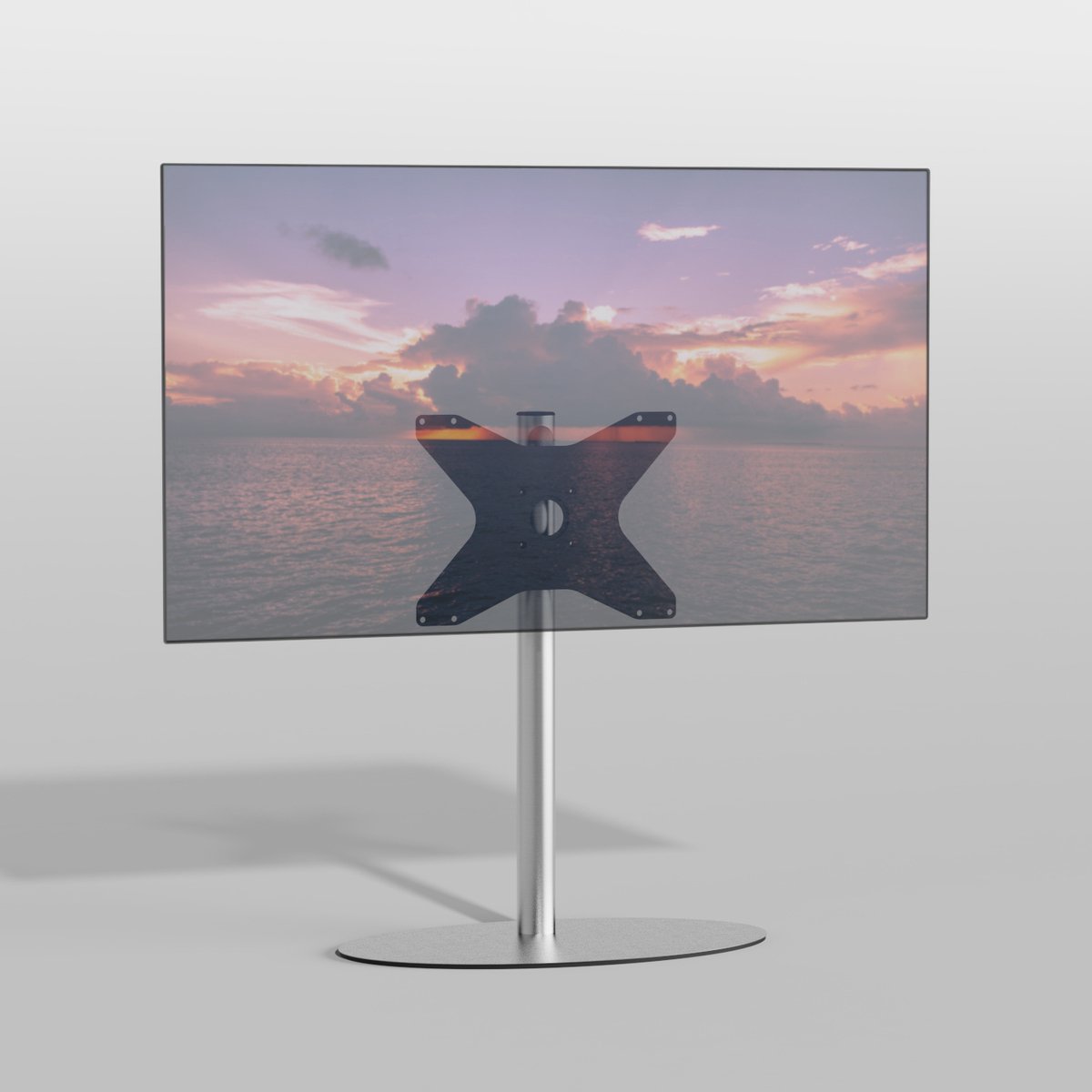 Cavus TV Vloerstatief ELLIPS 80 – geborsteld RVS - hoogte 80cm - VESA 400x300