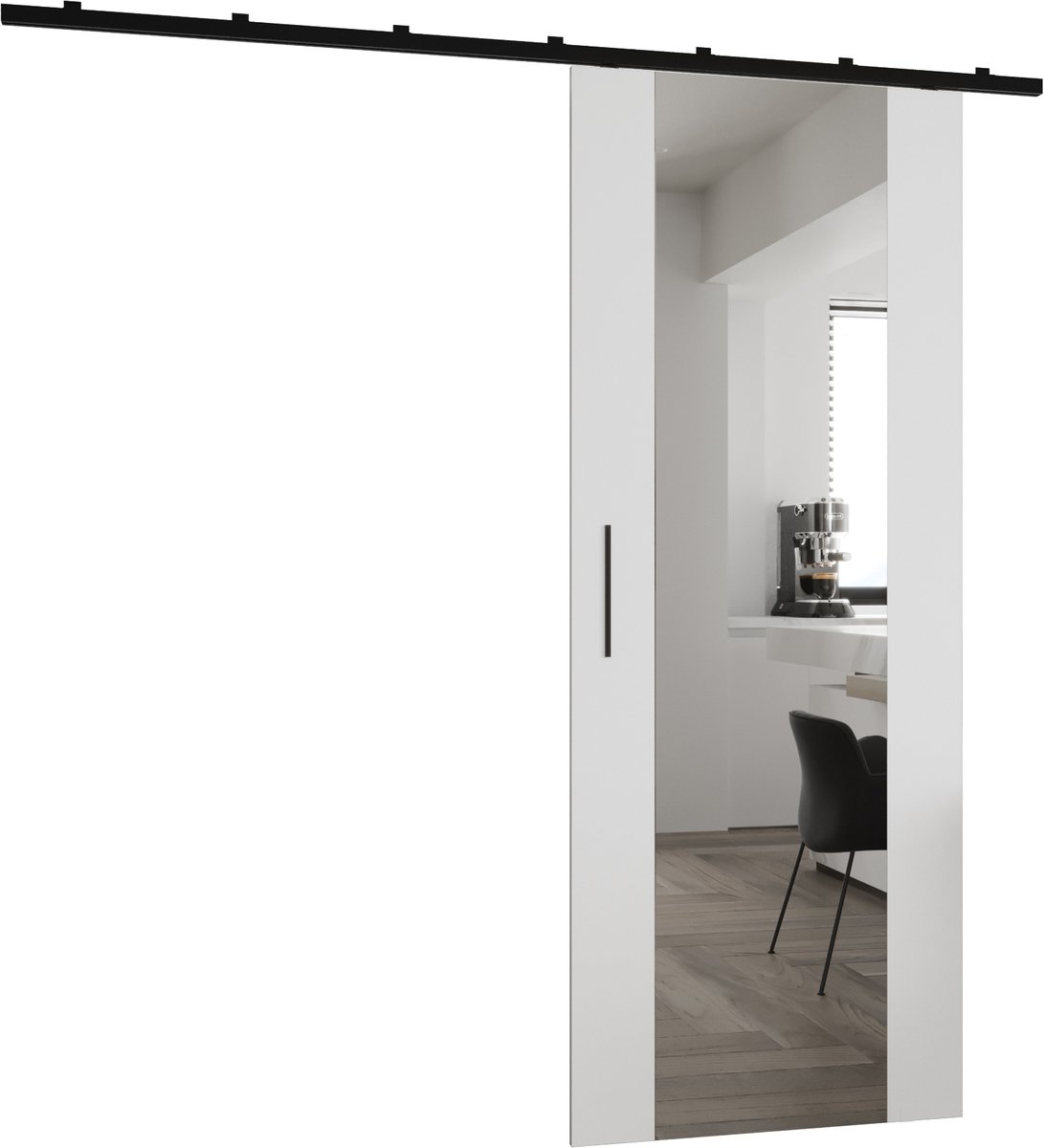 Schuifdeursysteem met rail - Loftdeur met wandmontage - 90x204cm - AVANTI II - Wit