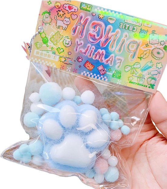 Lot De 2 Jouets Anti-stress En Silicone – Pattes De Chat Squishy (7 Cm) – Bleu Et Jaune – Parfait Pour Soulager L'anxiété, Bureau, école