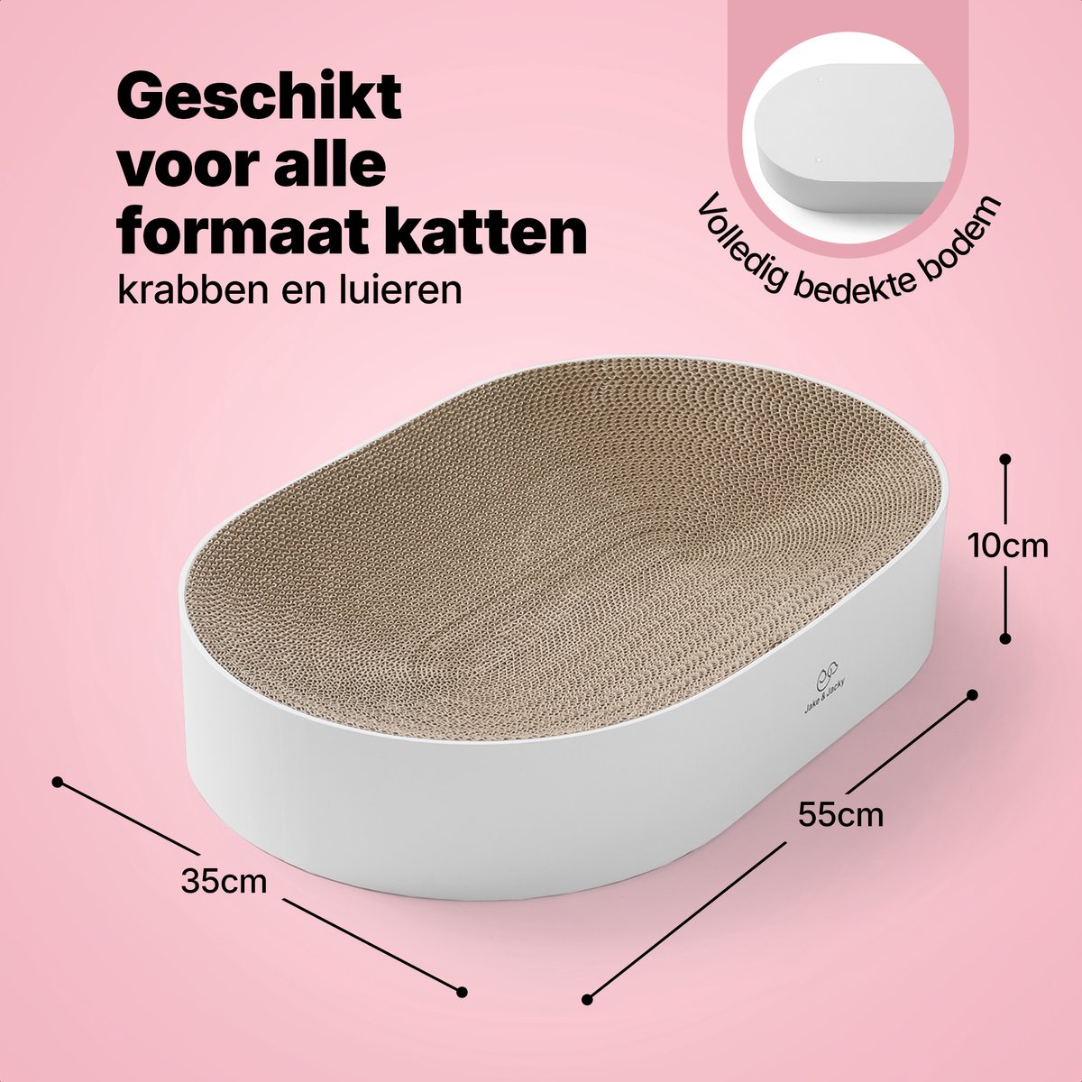 Jake and Jacky Krabkarton voor Katten - Krabpaal Karton - Krabplank - Krabmand - Krabmeubel - Kartonnen Krabmat - Kattenmand - Kattenbed - 55x35x10cm – foto 3