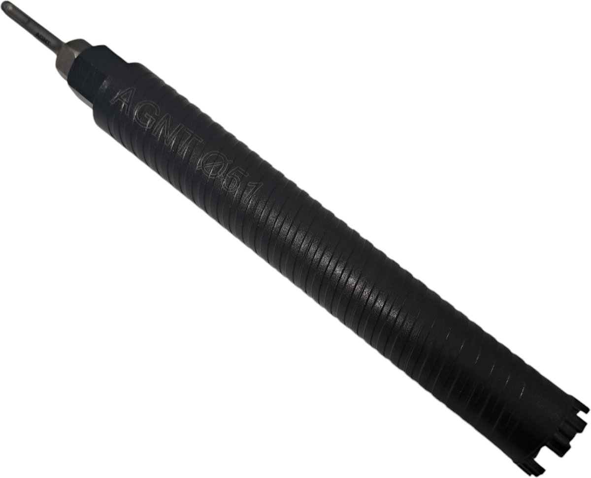 AGNT SDS-Plus Adapter + Kernboor diamantboor betonboor Ø 51mm x 350mm Shark Teeth gatenboor diamantboorkroon tbv kernboormachine airco boorkroon aansluiting boormachine M22 x 2,5mm schroefdraad binnendraads