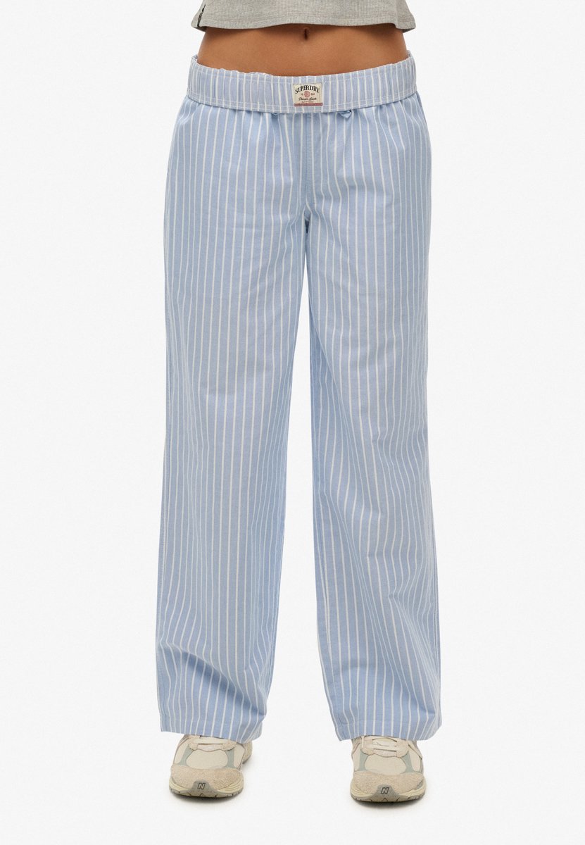 Superdry Elastische broek van gestreept biologisch katoen Dames Broeken Blauw