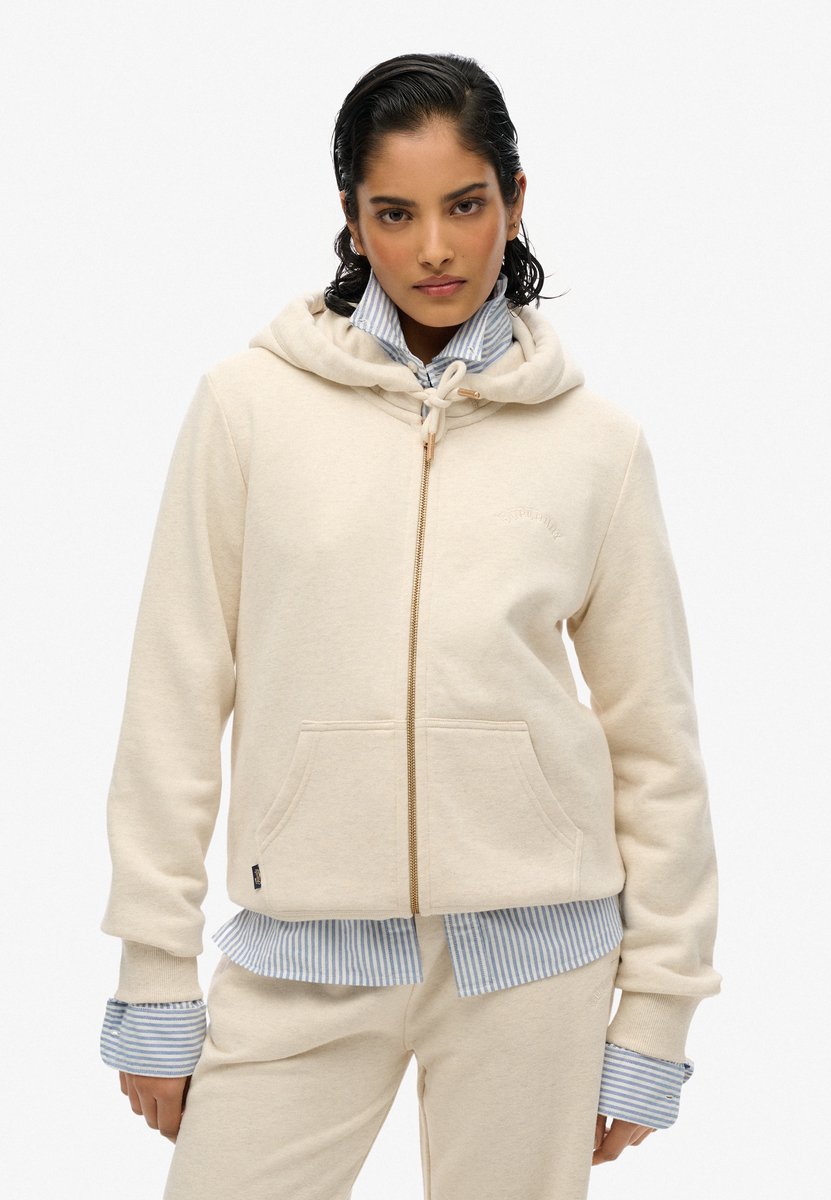 Superdry Essential Logo Zip Hooded Vest Dames Creme