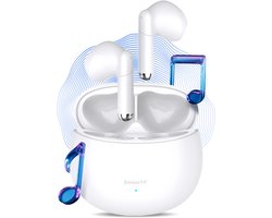 Sense14 TW200 draadloze oordopjes – ENC Noise cancelling - Sport Earbuds Draadloos - Bluetooth 5.4 – IPX5 – 20 uur - Wit