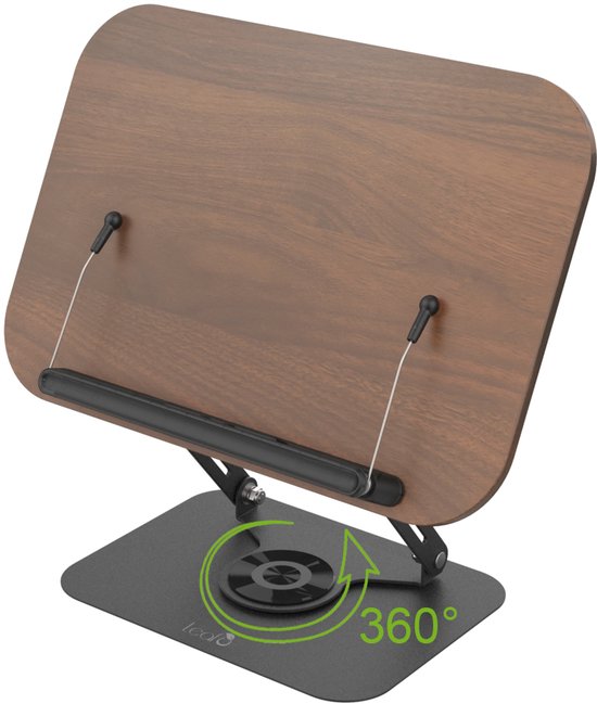 Leafu Boekenstandaard - Verstelbaar Laptop Standaard - Kookboekhouder - Tablet Standaard - Boekenhouder - Hout – Aluminium