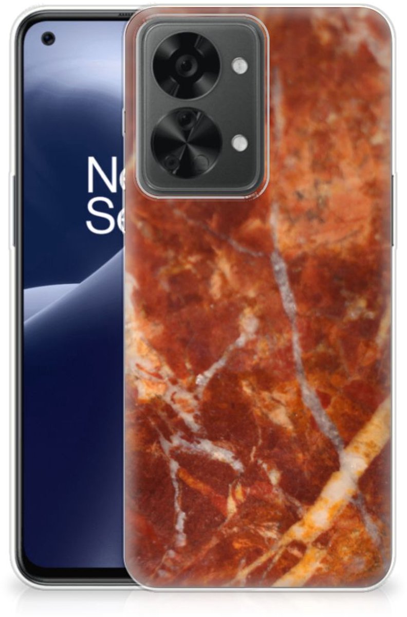 OnePlus Nord 2T TPU Siliconen Hoesje Marmer Bruin
