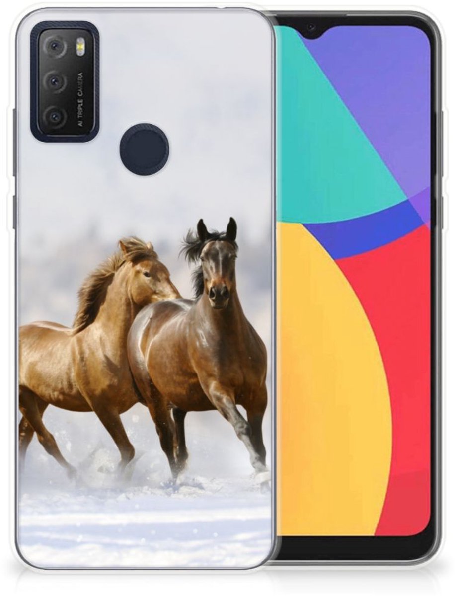 Alcatel 1S (2021) TPU Hoesje Paarden
