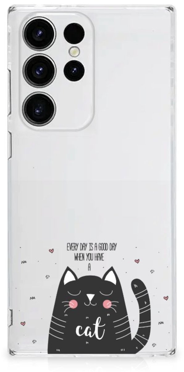Samsung Galaxy S23 Ultra Telefoonhoesje met Naam Cat Good Day