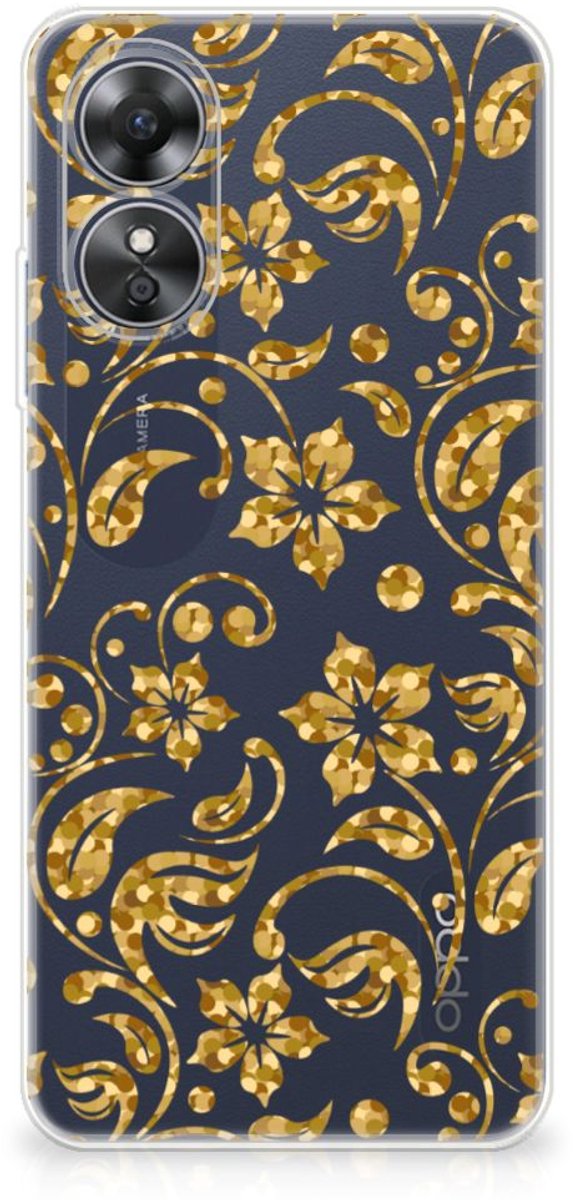 OPPO A17 TPU Case Gouden Bloemen