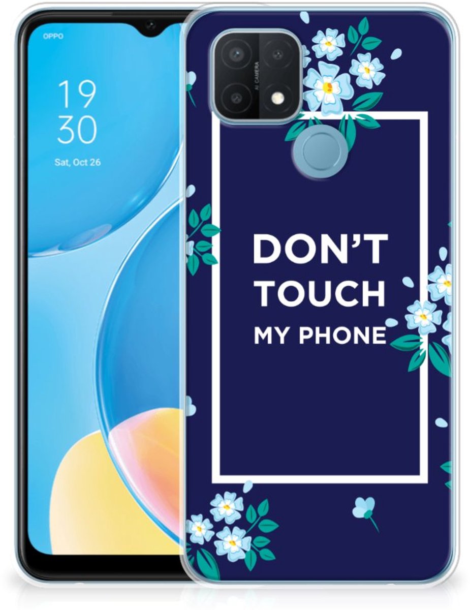 TPU Hoesje voor OPPO A15 Silicone-hoesje Flowers Blue DTMP