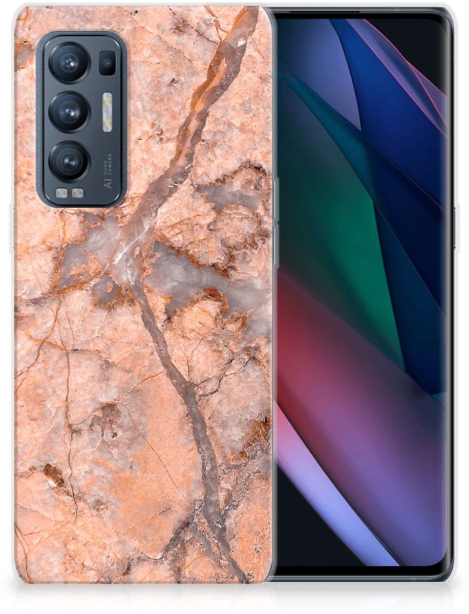 OPPO Find X3 Neo TPU Siliconen Hoesje Marmer Oranje