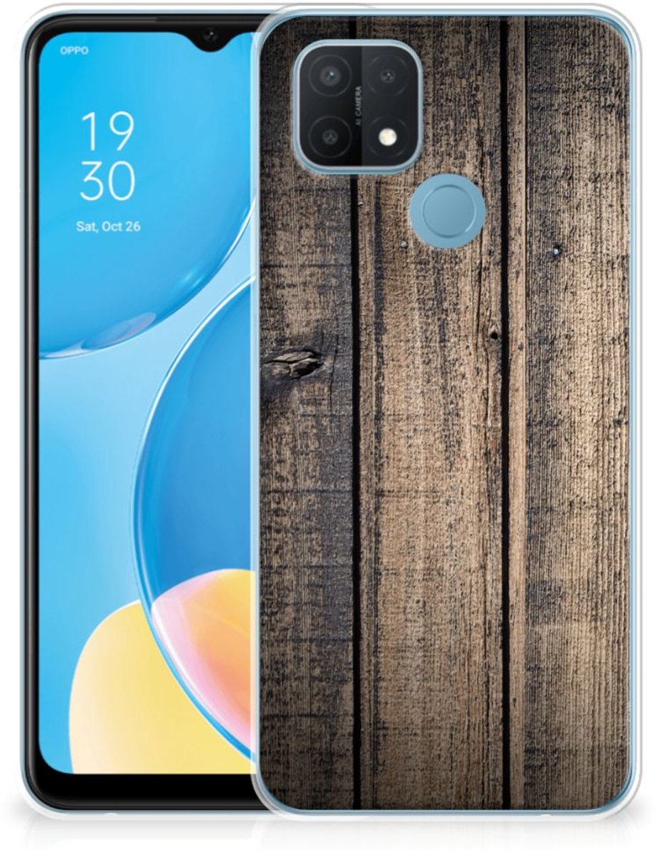 OPPO A15 Bumper Hoesje Steigerhout