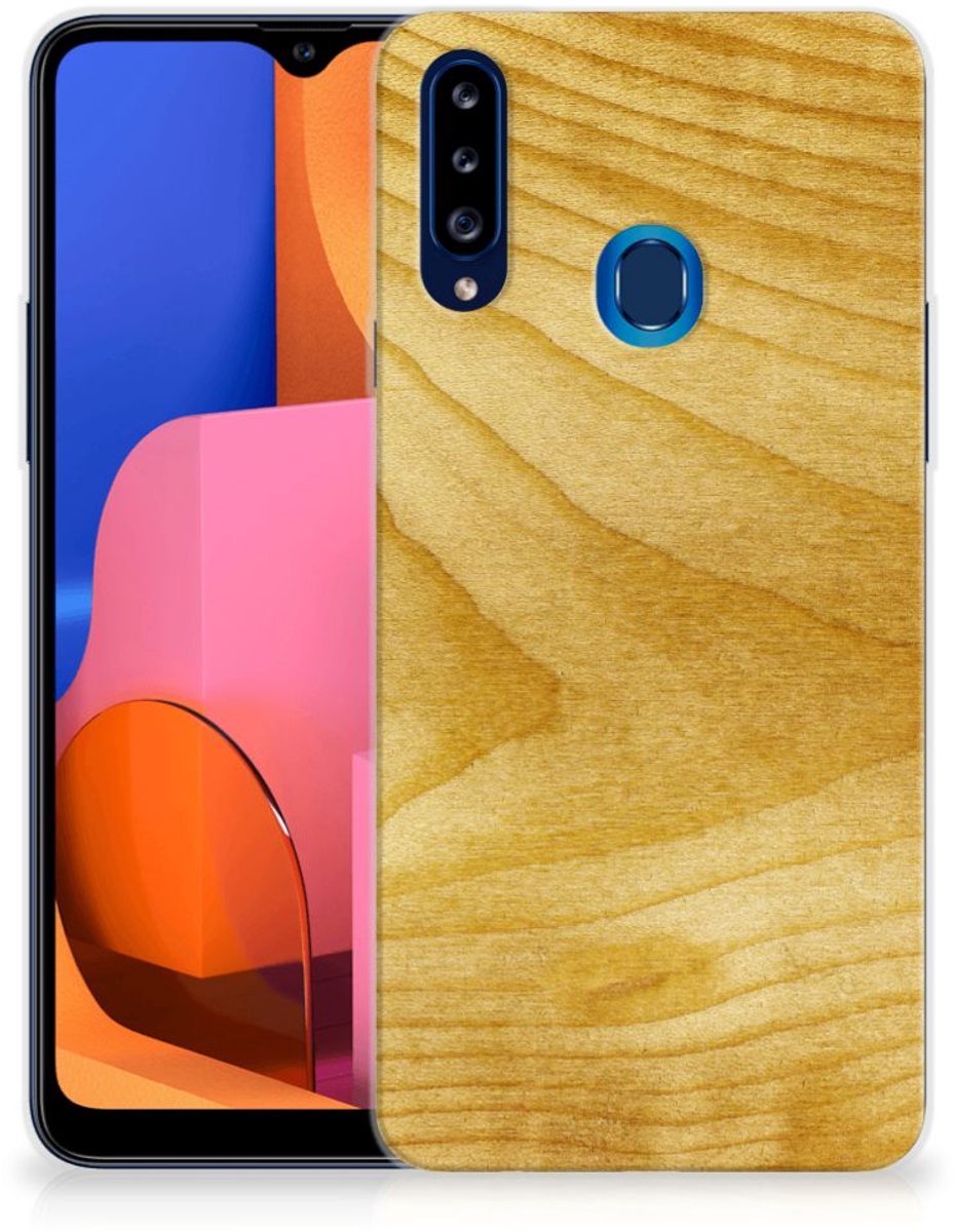 Samsung Galaxy A20s Bumper Hoesje Licht Hout