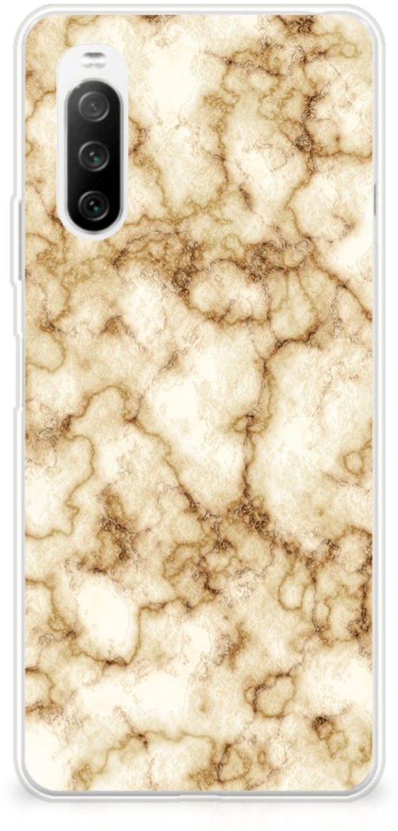 Sony Xperia 10 III TPU Siliconen Hoesje Marmer Goud